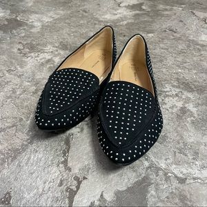 TIME AND TRU Black Velvet Silver Accent Point Toe Loafer Flats